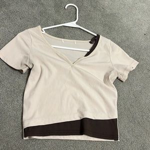 cream and brown top